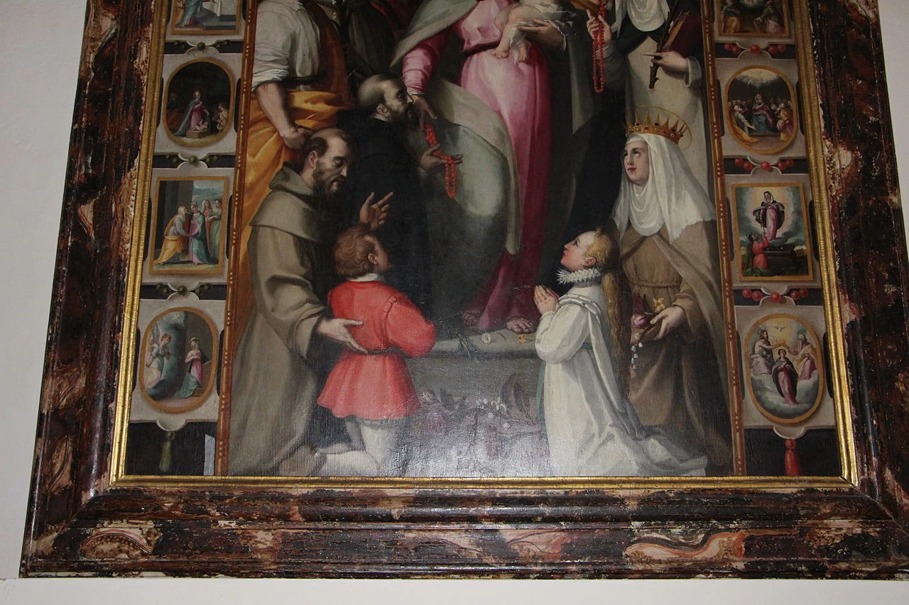 Madonna del Rosario coi quindici misteri - dettaglio 1, SS Nome di Gesù, Pratovecchio